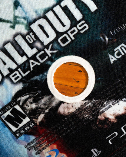 Black Ops disc rug close up on the printed surface