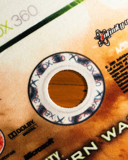 Modern Warfare 2 disc rug close up on the printed surface