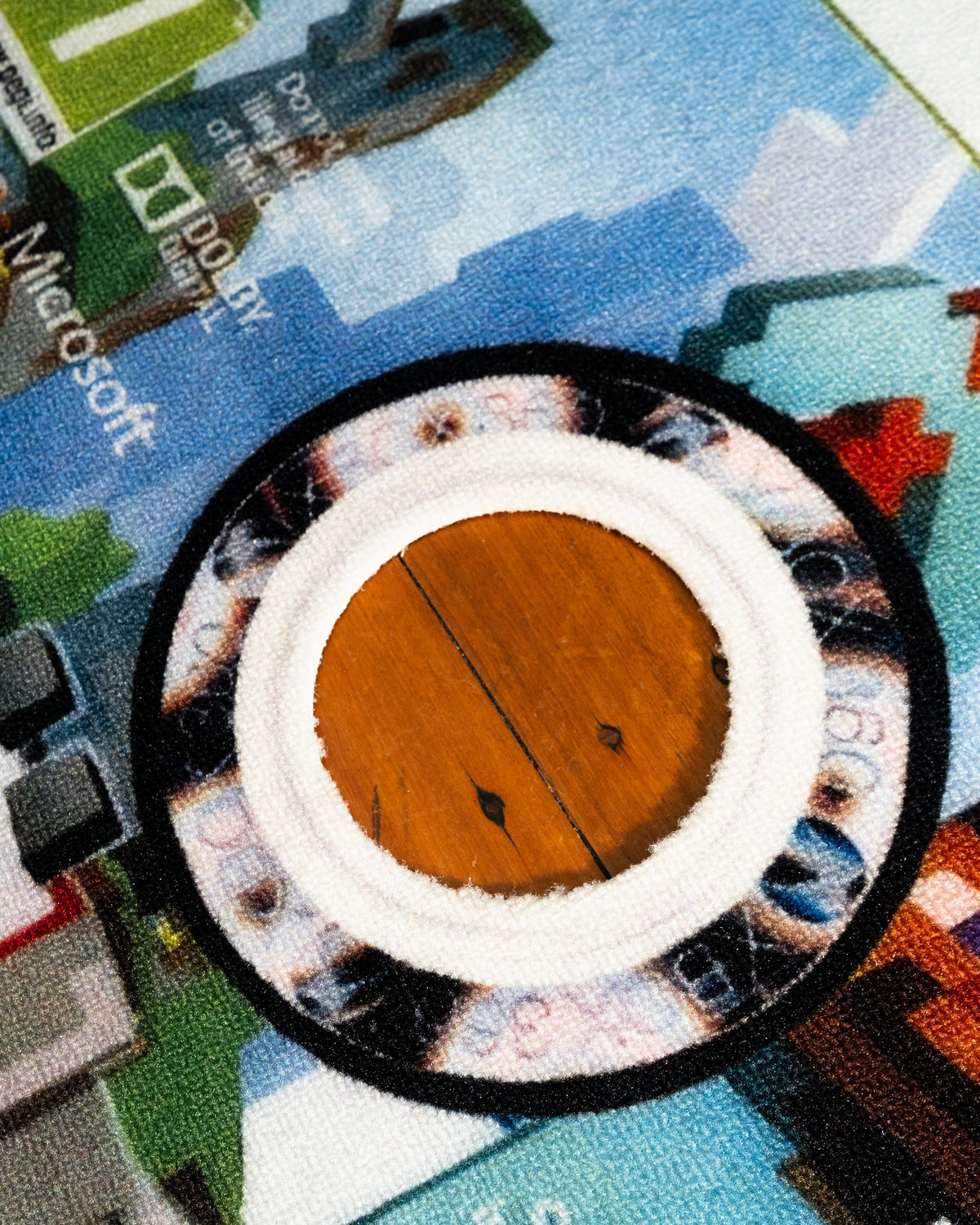 Minecraft Xbox 360 disc rug in a gaming setup